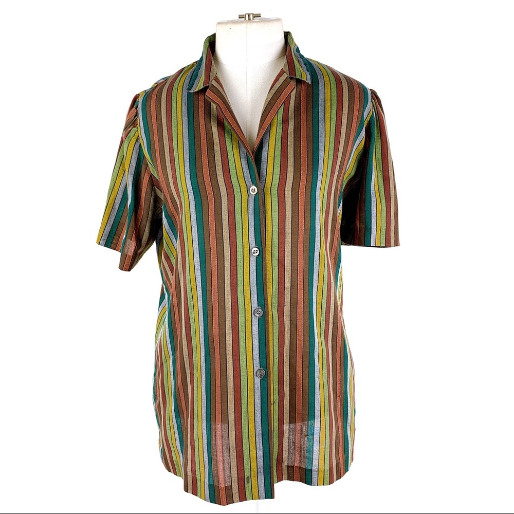 VTG | Muted Colors Stripe Button Up Top